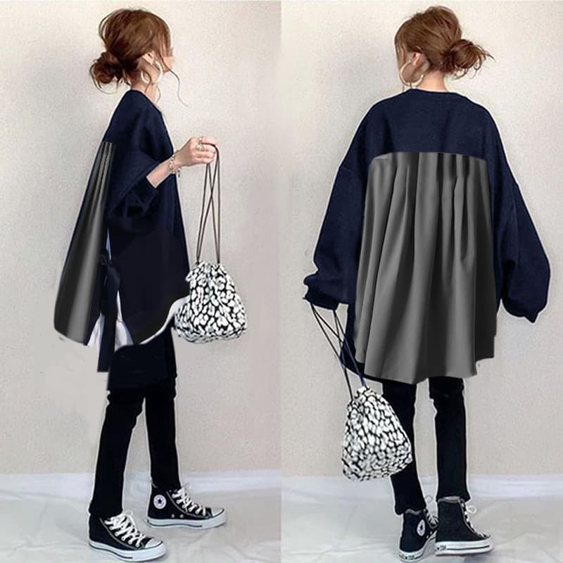パンツセットアップ バックプリーツ切替ゆるトップスパンツセット