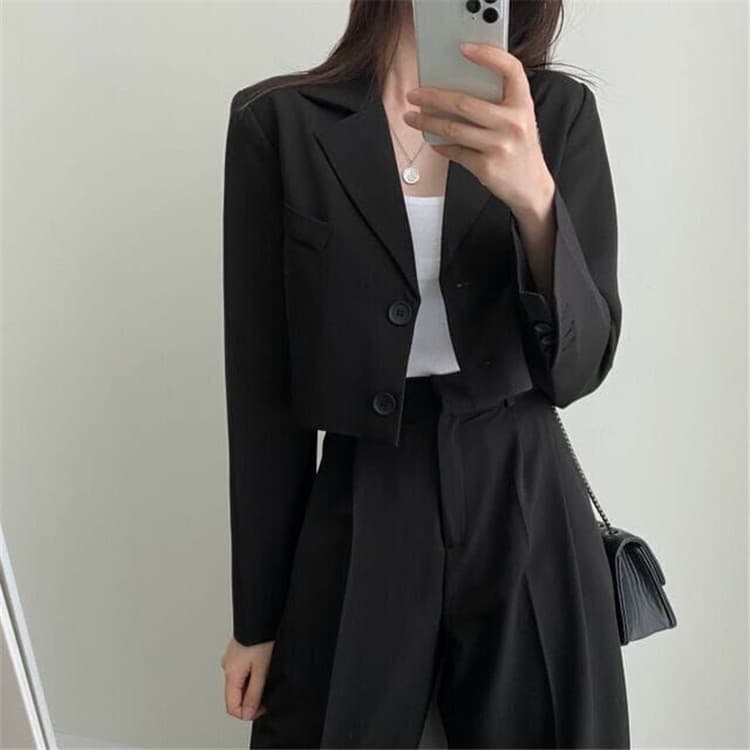 パンツセットアップ クロップド丈ゆったりパンツセットアップ