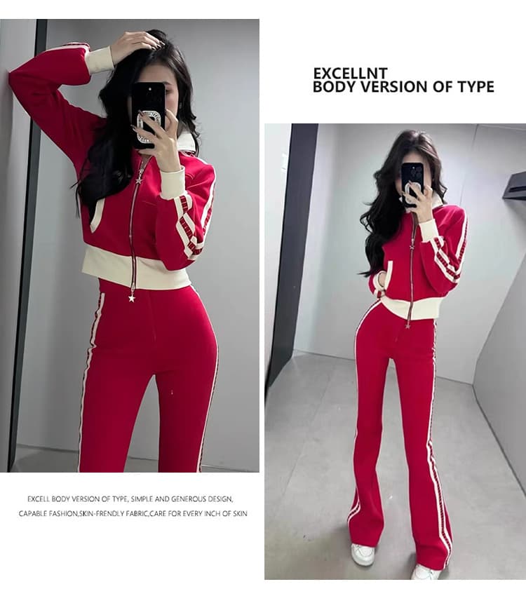 パンツセットアップ サイドラインワイドパンツセットアップ