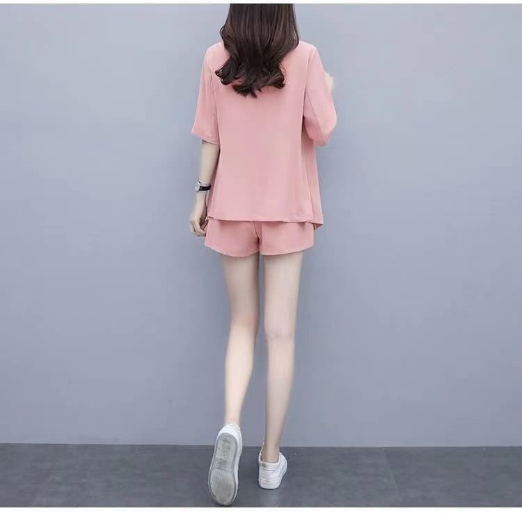 パンツセットアップ 洗練半袖ジャケットショートパンツセット