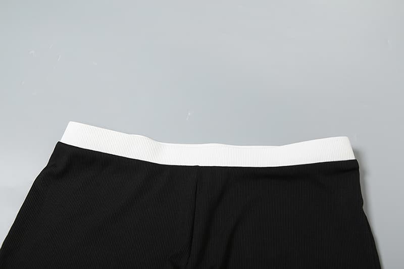 パンツセットアップ 配色切替えノースリーブベスト風ショートパンツセット
