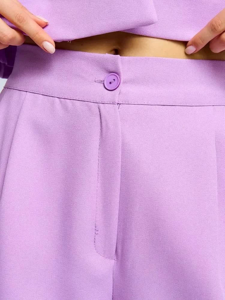 パンツセットアップ クロップドジャケットワイドパンツセット