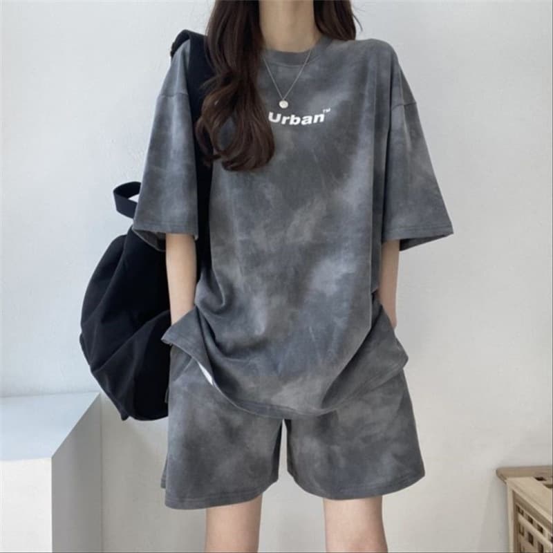 パンツセットアップ ムラ染め風ゆったりパンツセットアップ