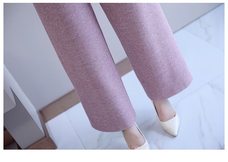 パンツセットアップ 上質ウール調ワイドパンツセットアップ