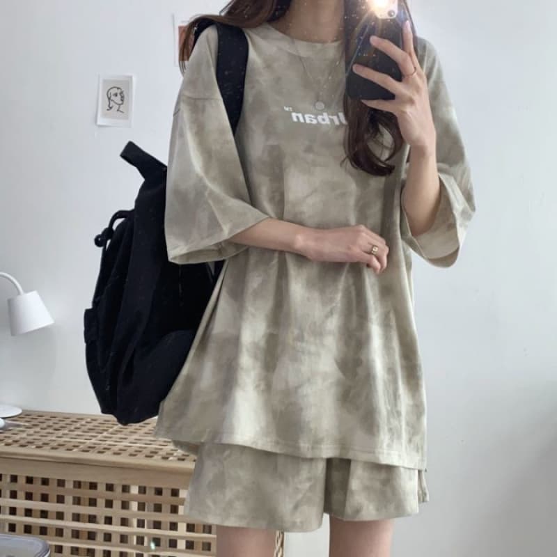 パンツセットアップ ムラ染め風ゆったりパンツセットアップ