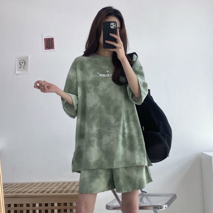 パンツセットアップ ムラ染め風ゆったりパンツセットアップ