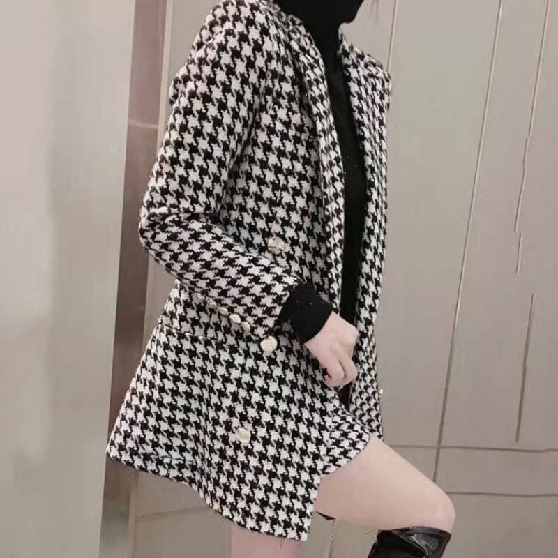 パンツセットアップ 千鳥格子ジャケットショートパンツセット