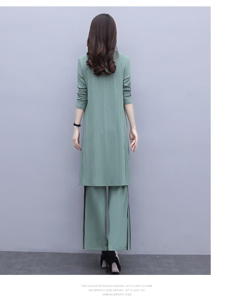パンツセットアップ 三点セット プレッション ワイドパンツ