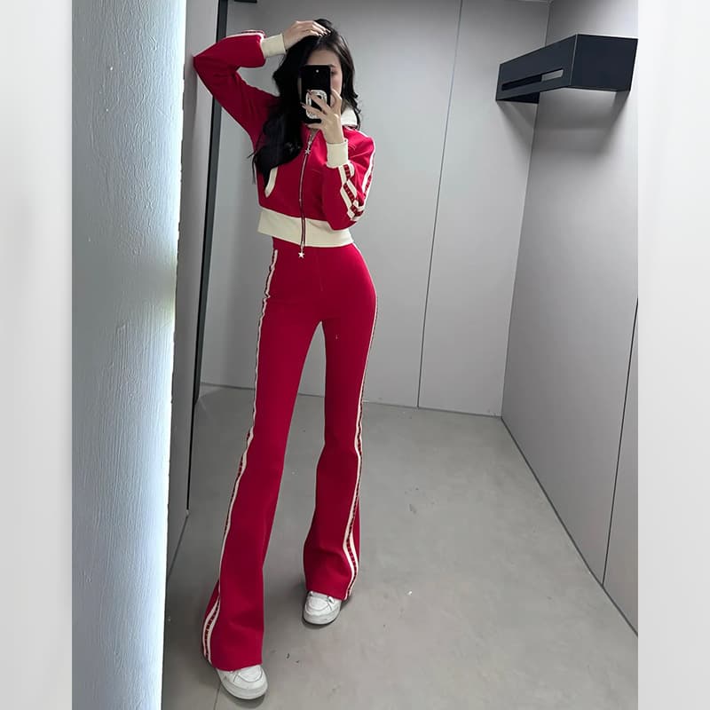 パンツセットアップ サイドラインワイドパンツセットアップ