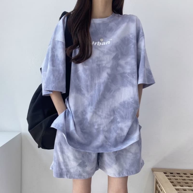 パンツセットアップ ムラ染め風ゆったりパンツセットアップ