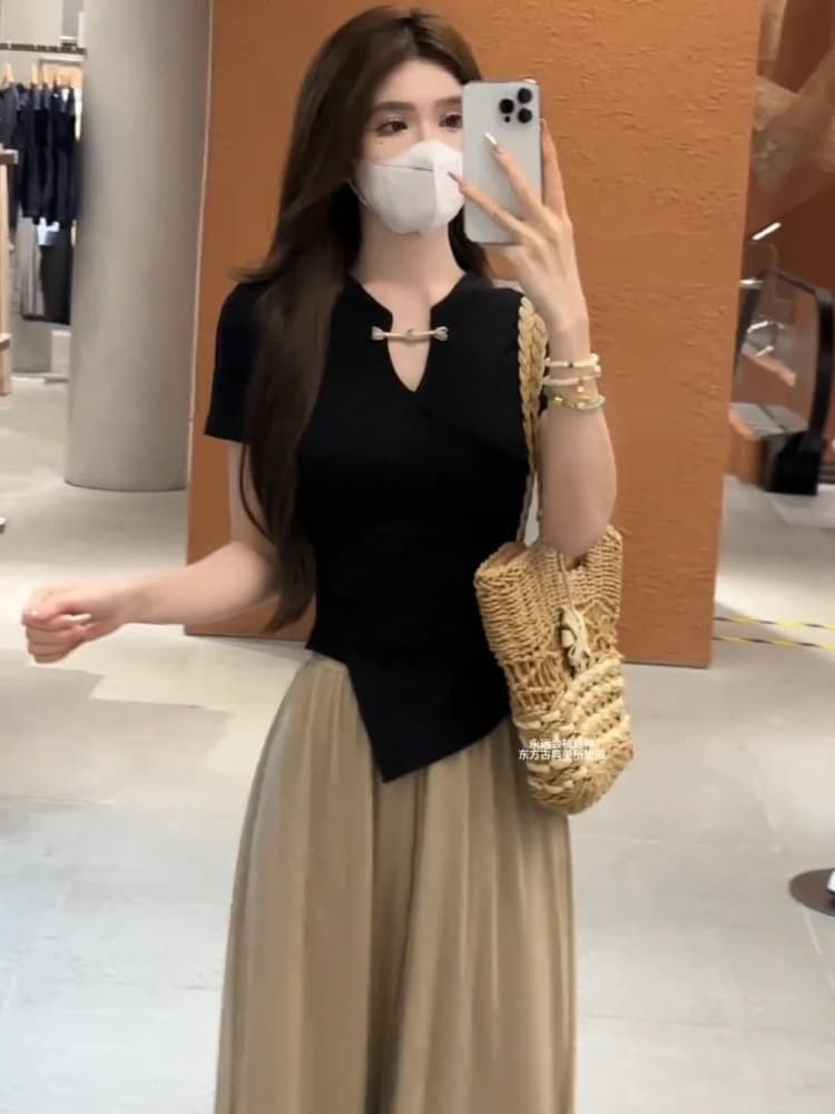 パンツセットアップ ワイド 上品リゾートワイドパンツセット