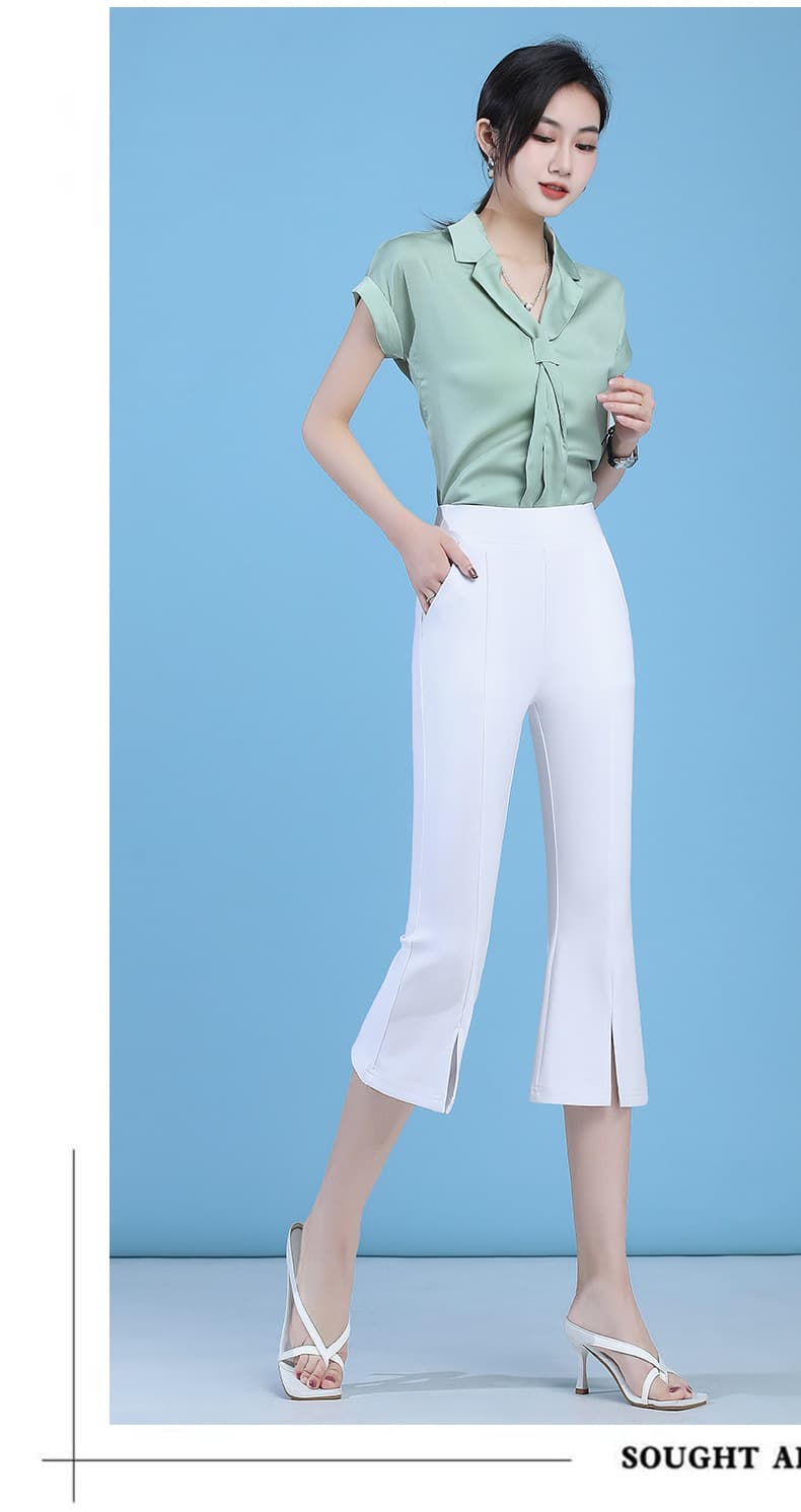 パンツセットアップ レース裾ワイドクロップドパンツ