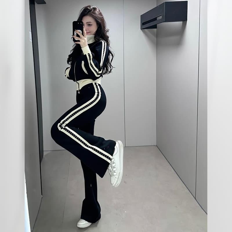 パンツセットアップ サイドラインワイドパンツセットアップ