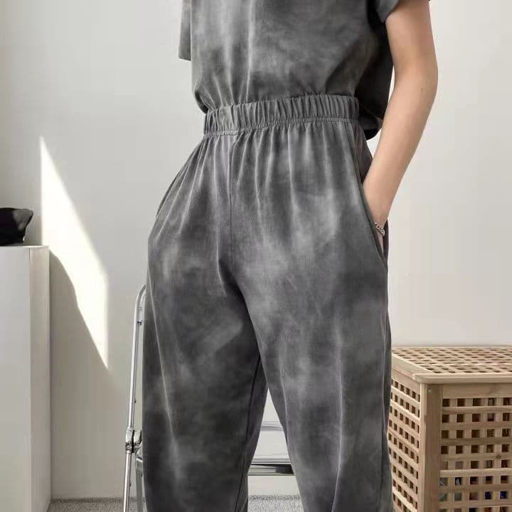 パンツセットアップ もやもや染め風ワイドセットアップ