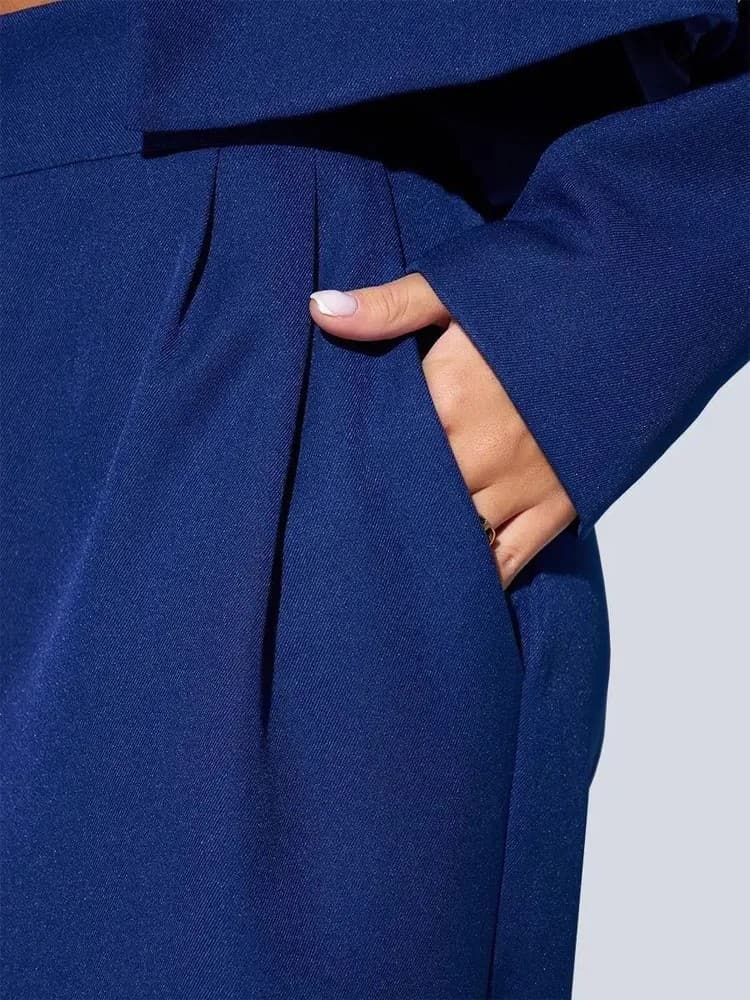パンツセットアップ クロップドジャケットワイドパンツセット