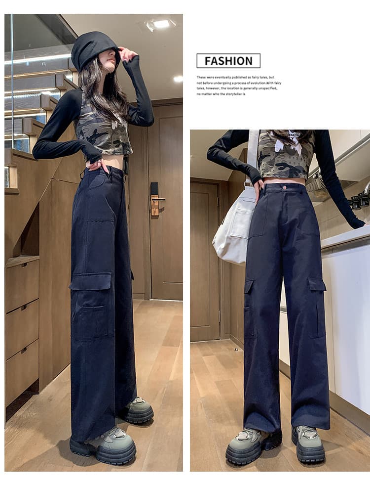 パンツセットアップ ゆったりカーゴポケット付きワイドパンツ
