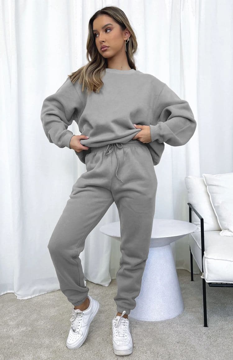 パンツセットアップ 裏起毛スウェット上下セットゆったりワイドパンツルームウェア