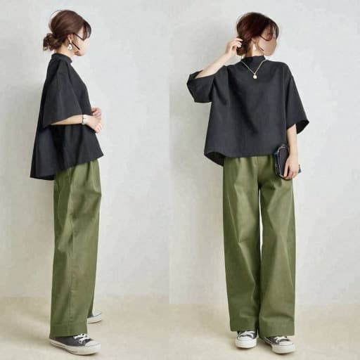 パンツセットアップ ゆったりフレアトップスワイドパンツセット
