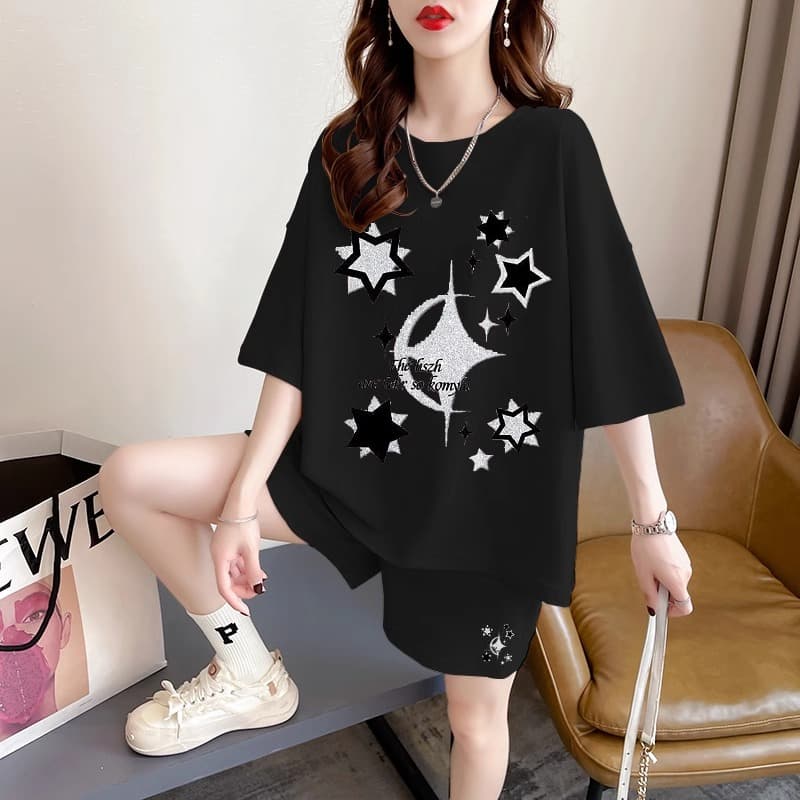 パンツセットアップ ショート ゆったり星空柄