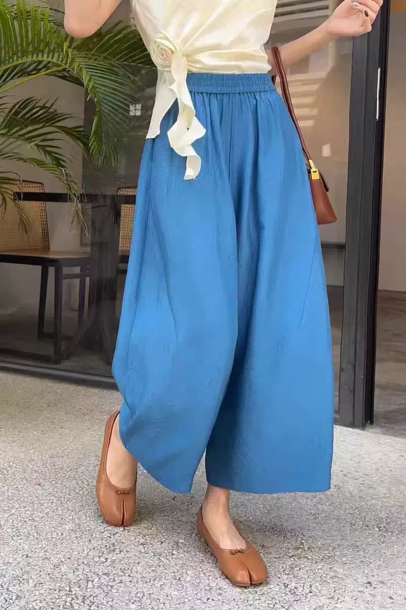 パンツセットアップ なめらか素材ワイドパンツセットアップ