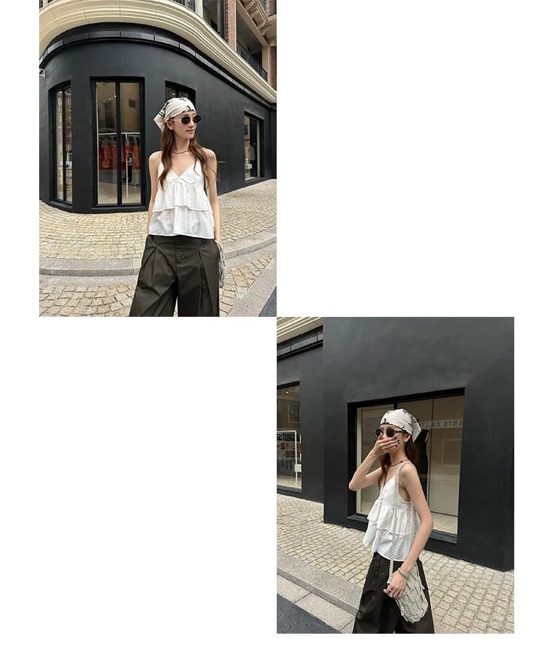 パンツセットアップ フリルキャミ×ワイドパンツセット