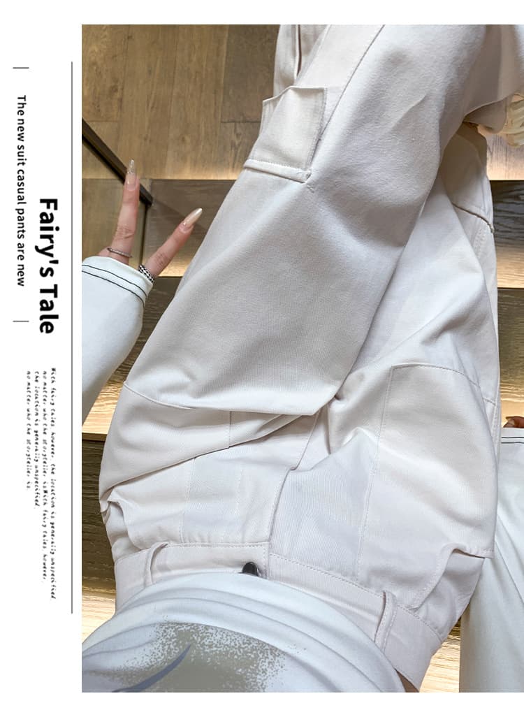 パンツセットアップ ゆったりカーゴポケット付きワイドパンツ