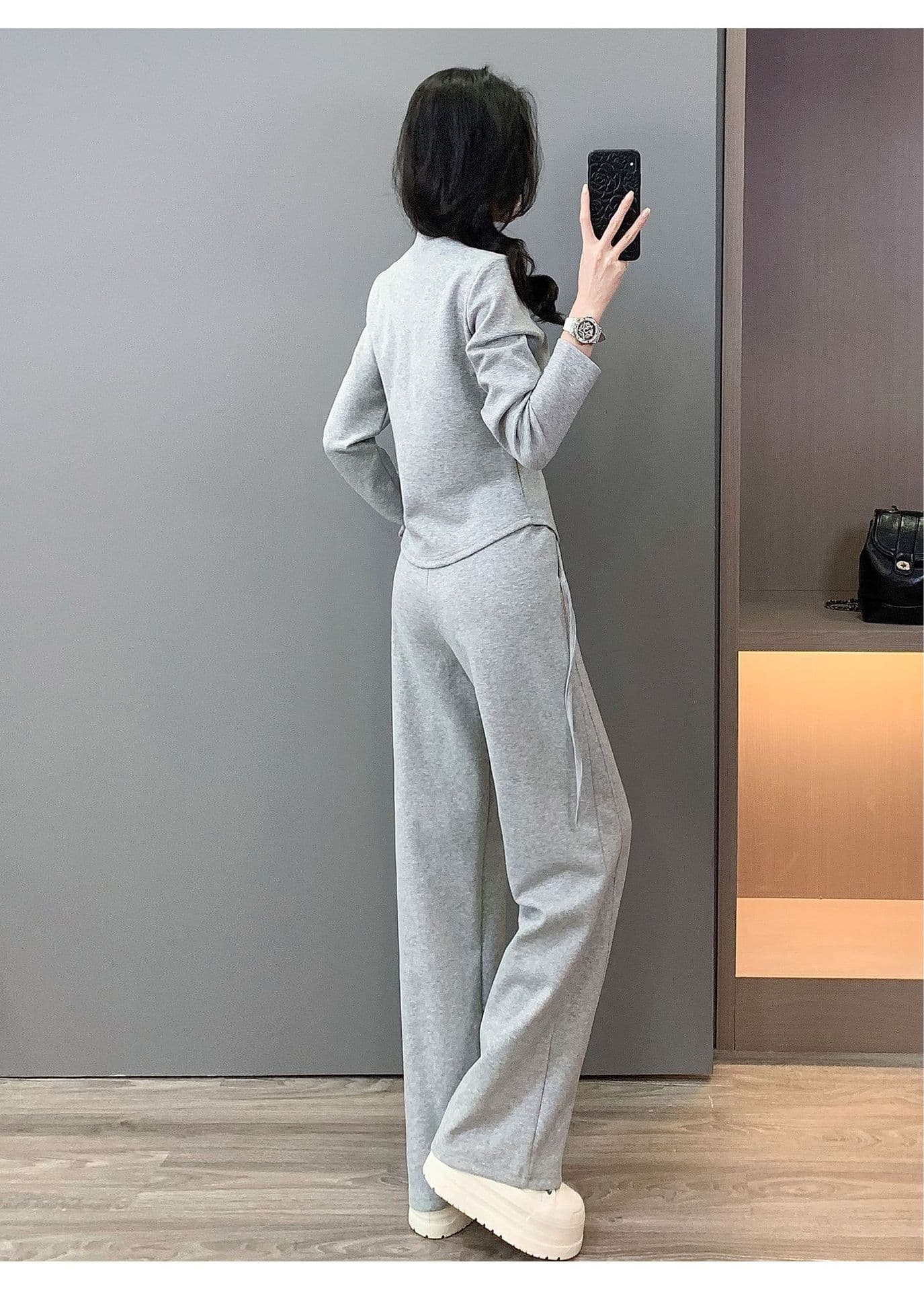 パンツセットアップ 優雅リボンデザインワイドパンツセット