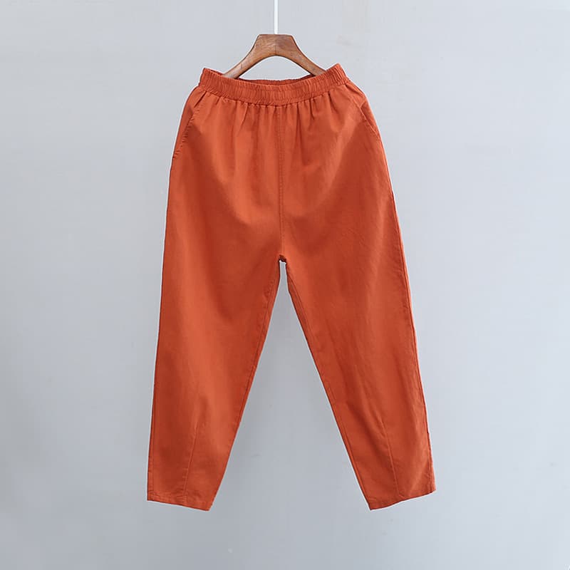 パンツセットアップ リネン素材のゆったりクロップドパンツ