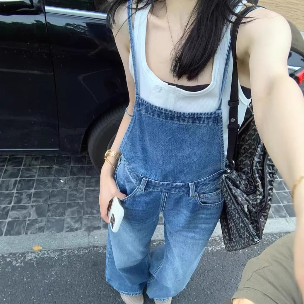 パンツセットアップ こなれ感デニムオーバーオール