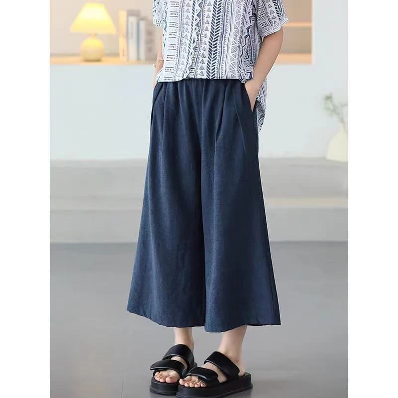 パンツセットアップ 幾何学模様トップス×ワイドパンツの上下セット