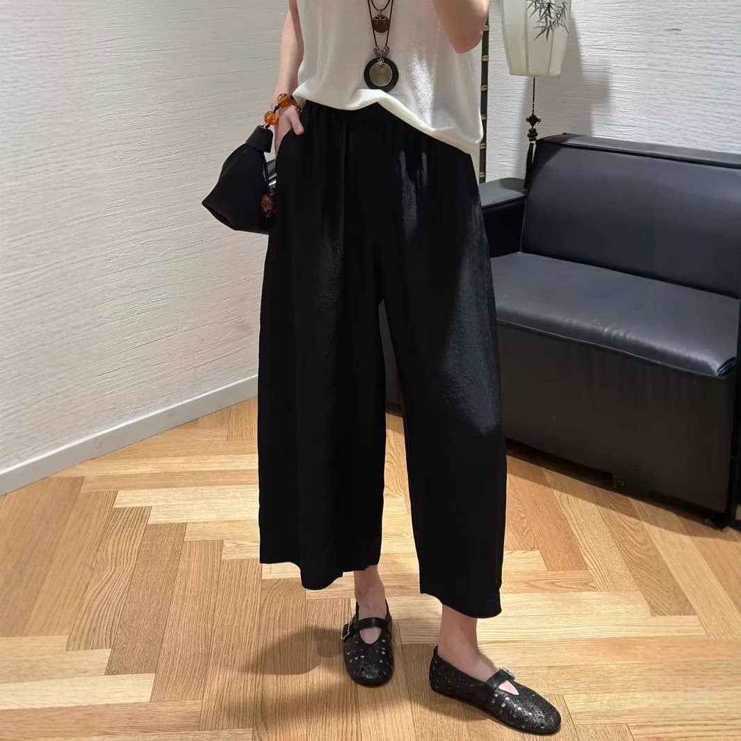 パンツセットアップ なめらか素材ワイドパンツセットアップ