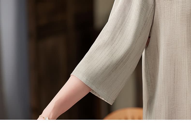 パンツセットアップ 和風結び目デザインワイドパンツセット