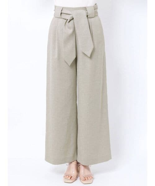 パンツセットアップ リボン付きハイウエストワイドパンツ