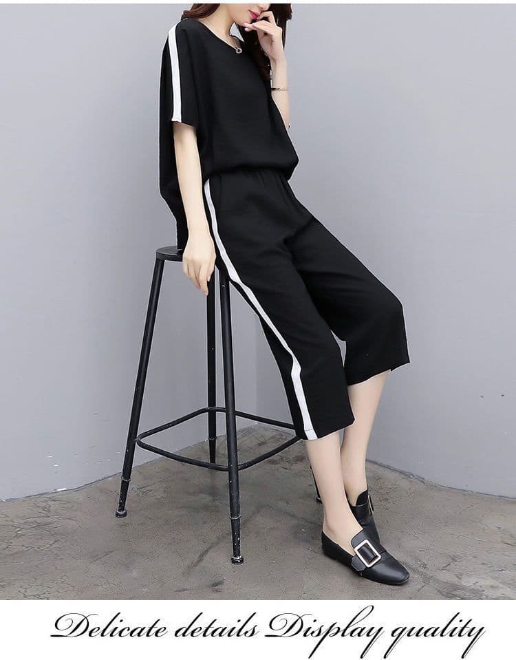 パンツセットアップ サイドラインゆったりパンツセット