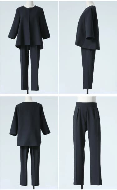 パンツセットアップ ゆったり袖ノーカラーパンツスーツ