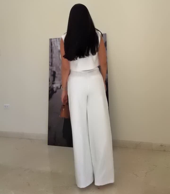 パンツセットアップ 洗練ノースリーブワイドパンツセット