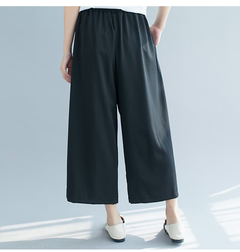 パンツセットアップ 上品な襟付きブラウスとワイドパンツの二点セット