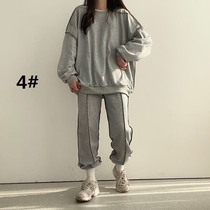 配色パイピングデザインスウェット上下セット