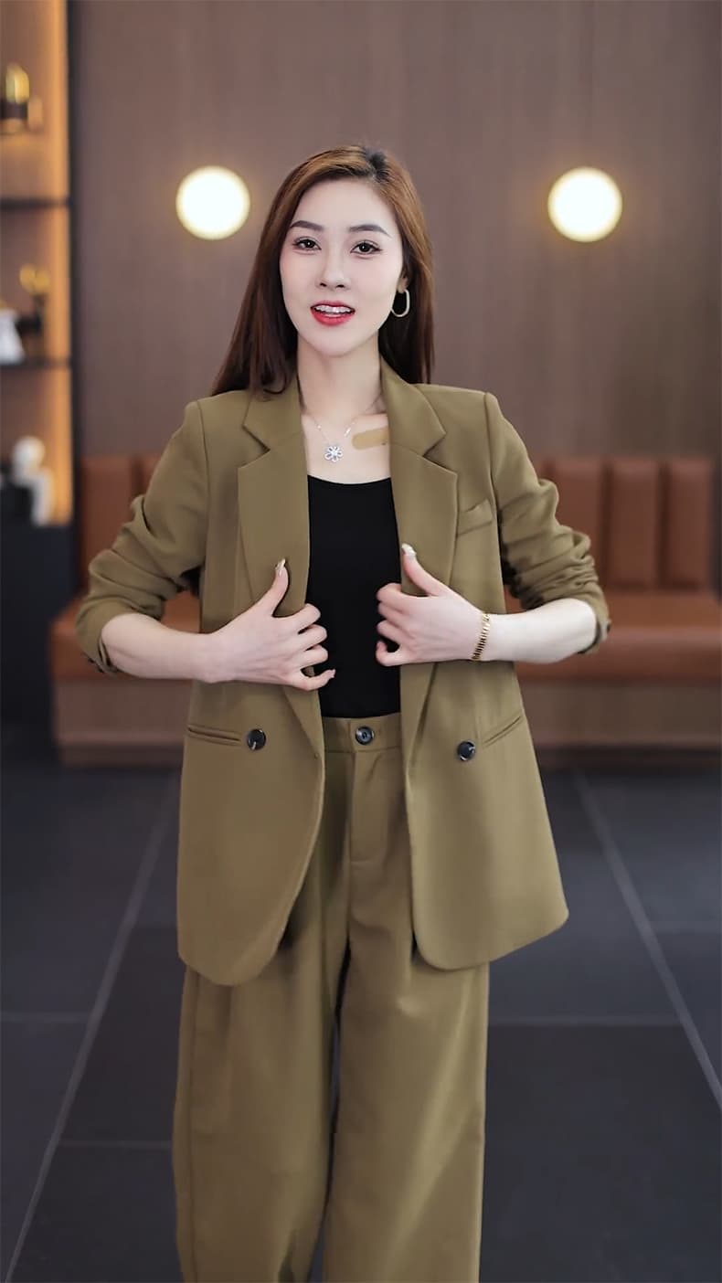 パンツセットアップ 上質感ゆったりジャケットワイドパンツ