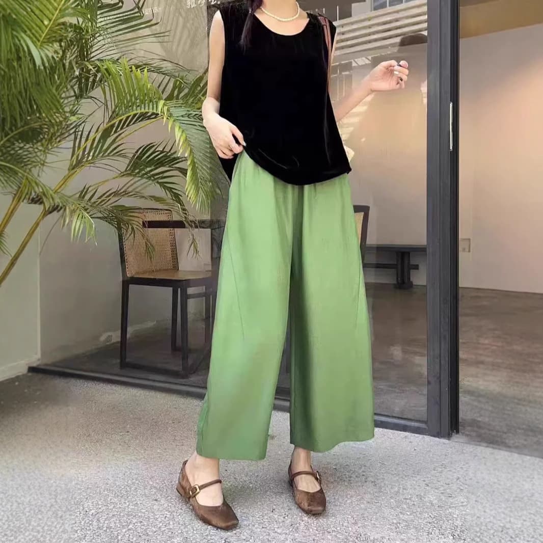 パンツセットアップ なめらか素材ワイドパンツセットアップ