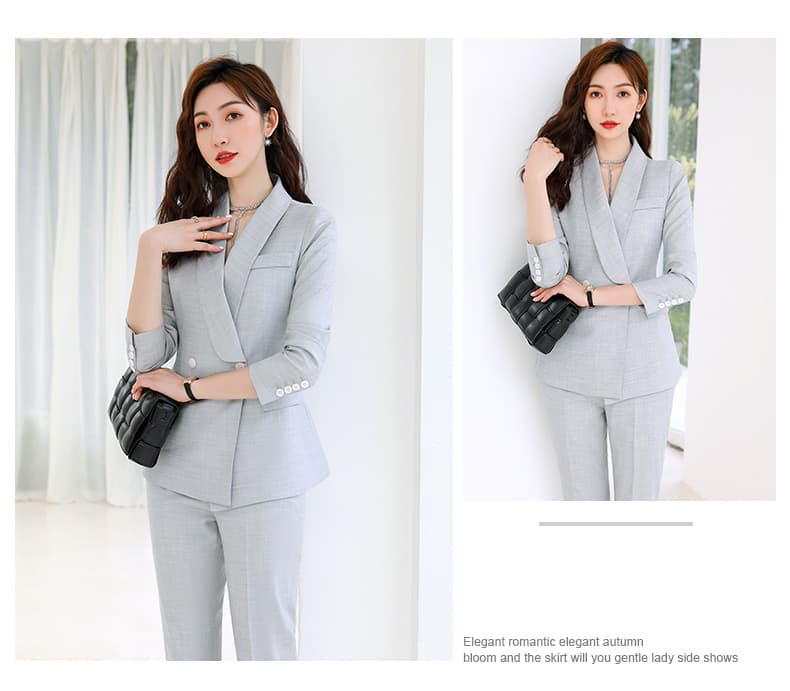 パンツセットアップ 上品ダブルボタンジャケット九分丈パンツセットアップ