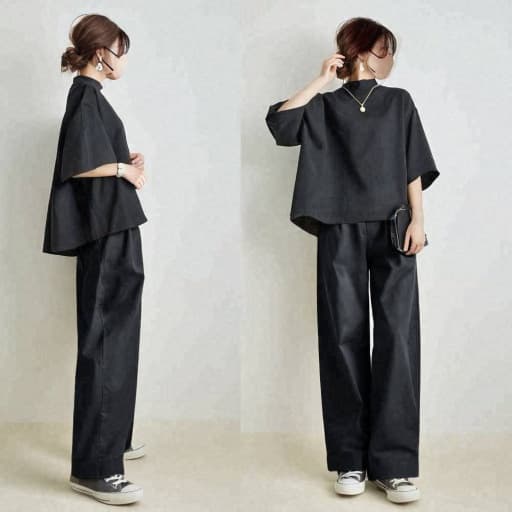 パンツセットアップ ゆったりフレアトップスワイドパンツセット