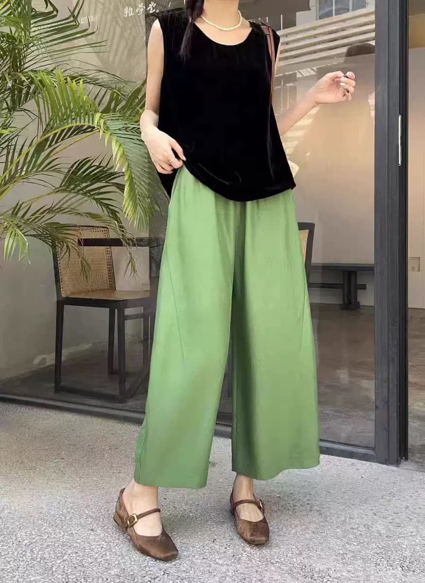 パンツセットアップ なめらか素材ワイドパンツセットアップ